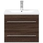 vidaXL Waschbeckenunterschrank mit Einbaubecken Braun Eiche-Optik vidaXL Waschbeckenunterschrank mit Einbaubecken Braun Eiche-Optik