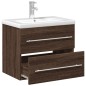 vidaXL Waschbeckenunterschrank mit Einbaubecken Braun Eiche-Optik vidaXL Waschbeckenunterschrank mit Einbaubecken Braun Eiche-Optik