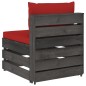 Modulares Mittelsofa mit Kissen Grau Imprägniertes Holz Modulares Mittelsofa mit Kissen Grau Imprägniertes Holz