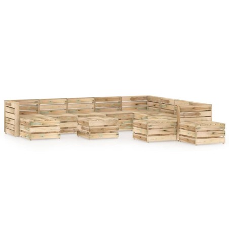 vidaXL 12-tlg. Garten-Lounge-Set Grün Imprägniertes Kiefernholz