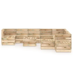 vidaXL 12-tlg. Garten-Lounge-Set Grün Imprägniertes Kiefernholz