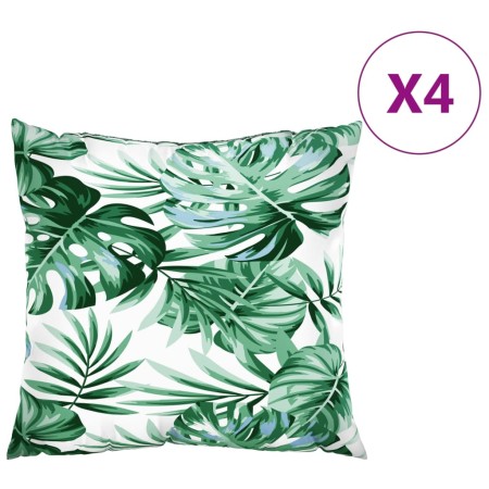 vidaXL Zierkissen 4 Stk. Blattmuster 50x50 cm Stoff