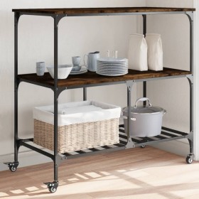 vidaXL Küchenwagen Räuchereiche 100x50x95 cm Holzwerkstoff