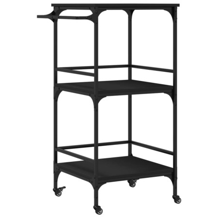 vidaXL Küchenwagen Schwarz 60,5x50x105 cm Holzwerkstoff