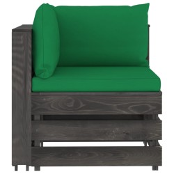 Modulares Ecksofa mit Kissen Grau Imprägniertes Holz