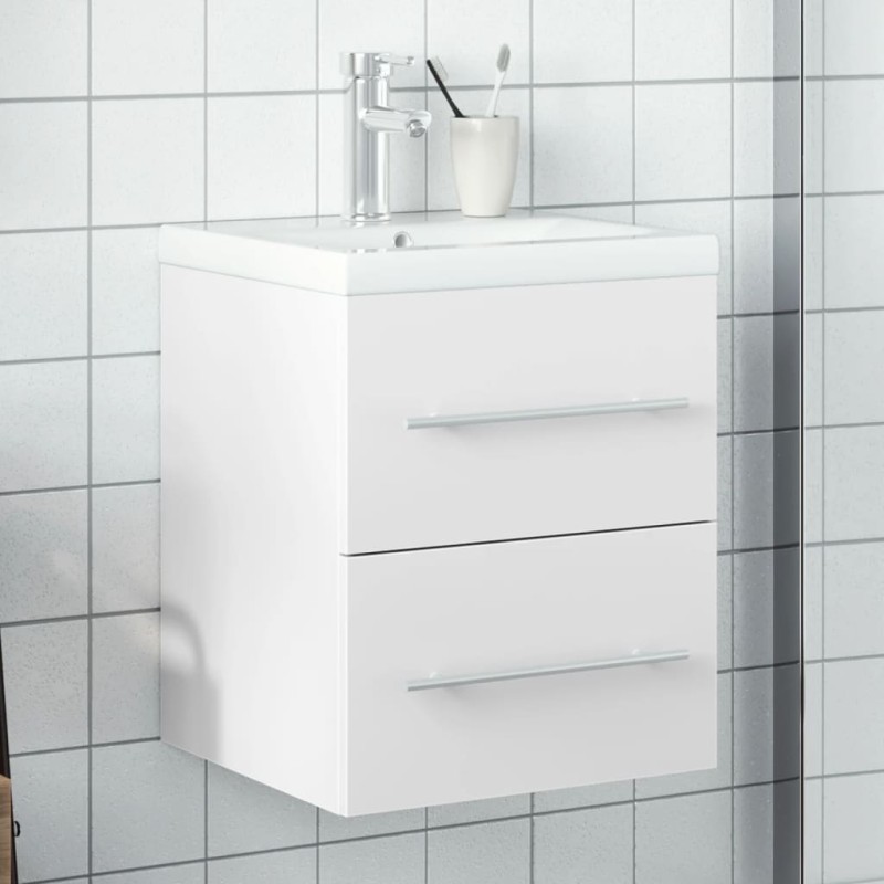 vidaXL Waschbeckenunterschrank mit Einbaubecken Weiß vidaXL Waschbeckenunterschrank mit Einbaubecken Weiß
