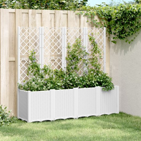 vidaXL Pflanzkübel mit Rankgitter Weiß 160x40x140 cm PP