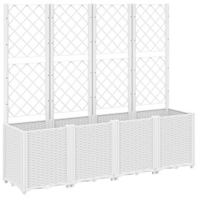 vidaXL Pflanzkübel mit Rankgitter Weiß 160x40x140 cm PP