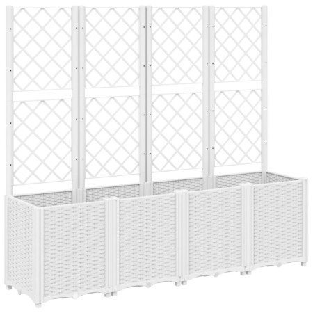 vidaXL Pflanzkübel mit Rankgitter Weiß 160x40x140 cm PP