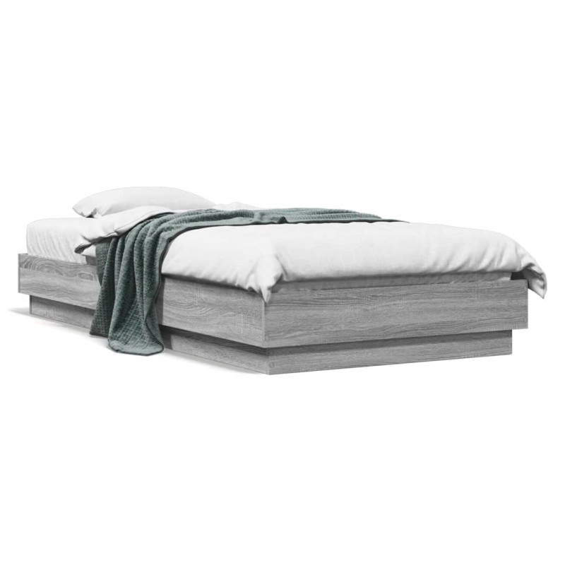 vidaXL Bettgestell mit LED Grau Sonoma-Eiche 90x190 cm vidaXL Bettgestell mit LED Grau Sonoma-Eiche 90x190 cm