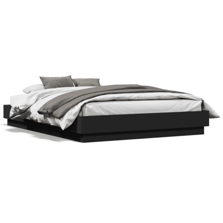 vidaXL Bettgestell mit LED Schwarz 140x190 cm