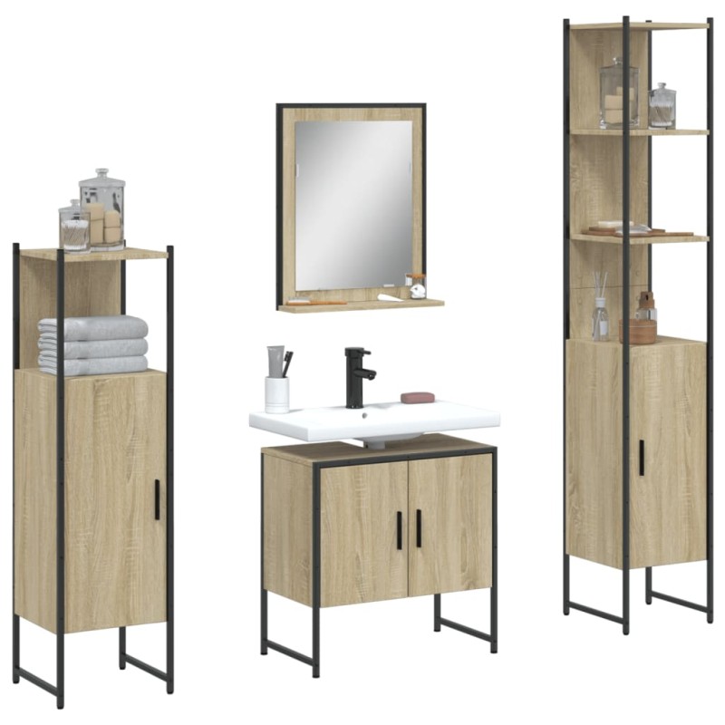 vidaXL 4-tlg. Badmöbel-Set Sonoma-Eiche Holzwerkstoff vidaXL 4-tlg. Badmöbel-Set Sonoma-Eiche Holzwerkstoff