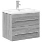 vidaXL Waschbeckenunterschrank mit Einbaubecken Grau Sonoma-Eiche vidaXL Waschbeckenunterschrank mit Einbaubecken Grau Sonoma-Eiche