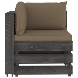 Modulares Ecksofa mit Kissen Grau Imprägniertes Holz