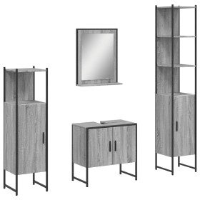 vidaXL 4-tlg. Badmöbel-Set Grau Sonoma Holzwerkstoff