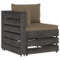 Modulares Ecksofa mit Kissen Grau Imprägniertes Holz Modulares Ecksofa mit Kissen Grau Imprägniertes Holz