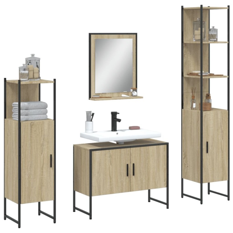 vidaXL 4-tlg. Badmöbel-Set Sonoma-Eiche Holzwerkstoff vidaXL 4-tlg. Badmöbel-Set Sonoma-Eiche Holzwerkstoff