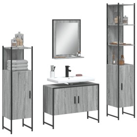 vidaXL 4-tlg. Badmöbel-Set Grau Sonoma Holzwerkstoff