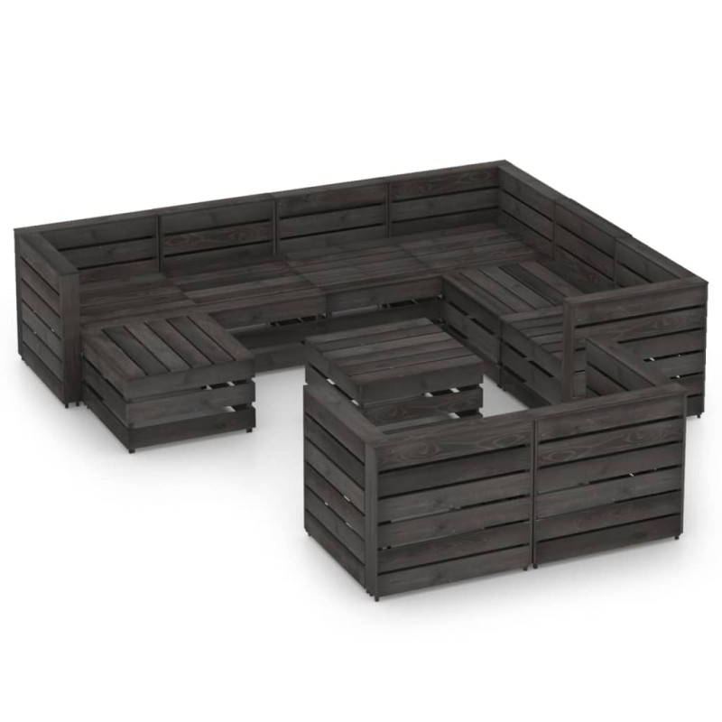 10-tlg. Garten-Lounge-Set Grau Imprägniertes Kiefernholz 10-tlg. Garten-Lounge-Set Grau Imprägniertes Kiefernholz