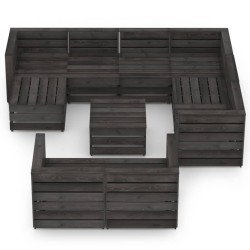 10-tlg. Garten-Lounge-Set Grau Imprägniertes Kiefernholz