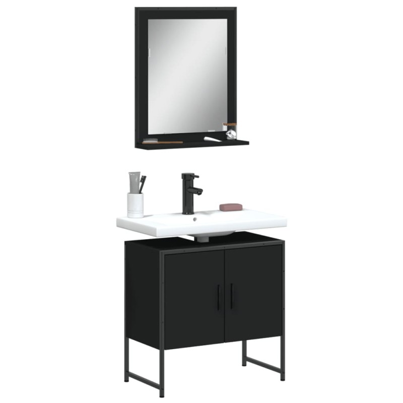 vidaXL 2-tlg. Badmöbel-Set Schwarz Holzwerkstoff vidaXL 2-tlg. Badmöbel-Set Schwarz Holzwerkstoff