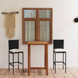 3-tlg. Gartenbar-Set mit Kissen Schwarz