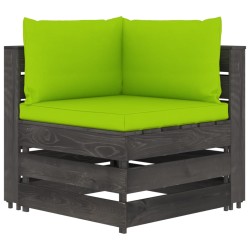 vidaXL Modulares Ecksofa mit Kissen Grau Imprägniertes Holz