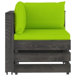 vidaXL Modulares Ecksofa mit Kissen Grau Imprägniertes Holz