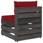 Modulares Mittelsofa mit Kissen Grau Imprägniertes Holz Modulares Mittelsofa mit Kissen Grau Imprägniertes Holz
