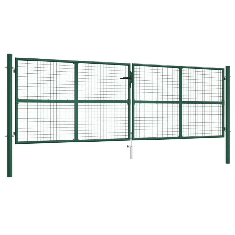 vidaXL Mesh-Gartentor Stahl 400 x 125 cm Grün vidaXL Mesh-Gartentor Stahl 400 x 125 cm Grün