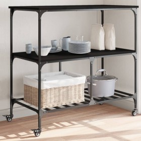 vidaXL Küchenwagen Schwarz 100x50x95 cm Holzwerkstoff