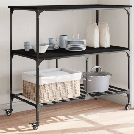 vidaXL Küchenwagen Schwarz 100x50x95 cm Holzwerkstoff