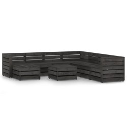 9-tlg. Garten-Lounge-Set Grau Imprägniertes Kiefernholz