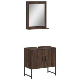 vidaXL 2-tlg. Badmöbel-Set Braun Eichen-Optik Holzwerkstoff
