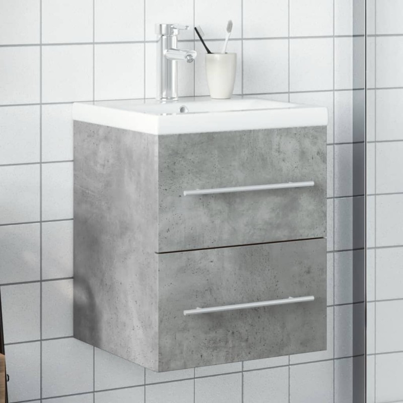 vidaXL Waschbeckenunterschrank mit Einbaubecken Betongrau vidaXL Waschbeckenunterschrank mit Einbaubecken Betongrau
