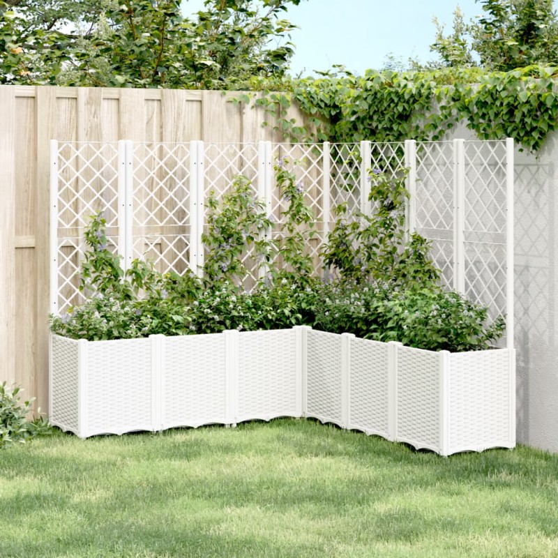 vidaXL Pflanzkübel mit Rankgitter Weiß 160x160x140 cm PP vidaXL Pflanzkübel mit Rankgitter Weiß 160x160x140 cm PP