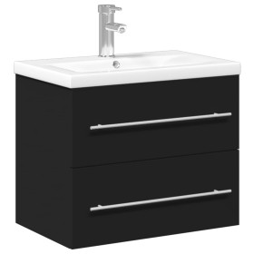 vidaXL Waschbeckenunterschrank mit Einbaubecken Schwarz