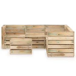 6-tlg. Garten-Lounge-Set Grün Imprägniertes Kiefernholz