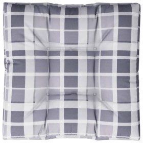 vidaXL Palettenkissen Grau Karomuster 80x80x12 cm Stoff