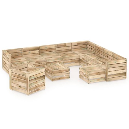 12-tlg. Garten-Lounge-Set Grün Imprägniertes Kiefernholz