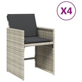 vidaXL Gartenstühle mit Kissen 4 Stk. Hellgrau Poly Rattan