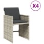 vidaXL Gartenstühle mit Kissen 4 Stk. Hellgrau Poly Rattan vidaXL Gartenstühle mit Kissen 4 Stk. Hellgrau Poly Rattan