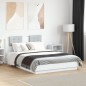 vidaXL Bettgestell mit Kopfteil und LED-Leuchten Weiß 140x190 cm vidaXL Bettgestell mit Kopfteil und LED-Leuchten Weiß 140x190 cm