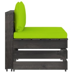 vidaXL Modulares Mittelsofa mit Kissen Grau Imprägniertes Holz