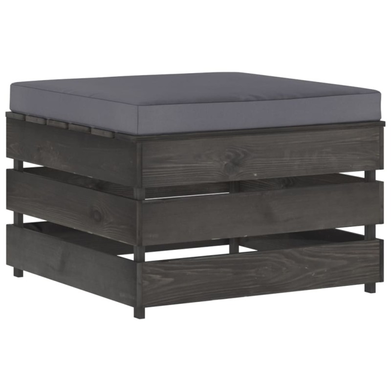 Modulare Ottomane mit Kissen Grau Imprägniertes Holz Modulare Ottomane mit Kissen Grau Imprägniertes Holz