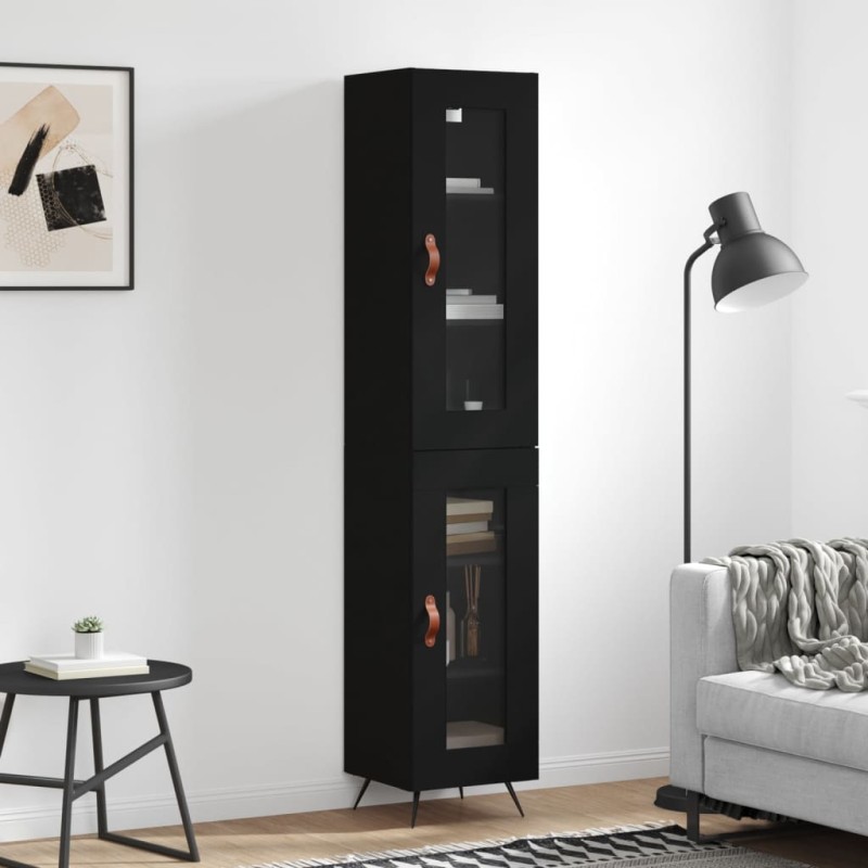 Highboard Schwarz 34,5x34x180 cm Holzwerkstoff Highboard Schwarz 34,5x34x180 cm Holzwerkstoff