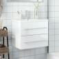 vidaXL Waschbeckenunterschrank mit Einbaubecken Hochglanz-Weiß vidaXL Waschbeckenunterschrank mit Einbaubecken Hochglanz-Weiß
