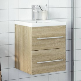 vidaXL Waschbeckenunterschrank mit Einbaubecken Sonoma-Eiche