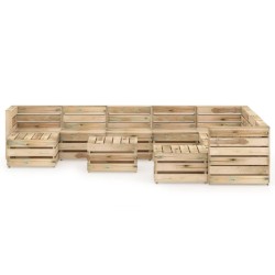 11-tlg. Garten-Lounge-Set Grün Imprägniertes Kiefernholz