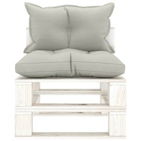 vidaXL Garten-Paletten-Mittelsofa mit Kissen in Taupe Holz